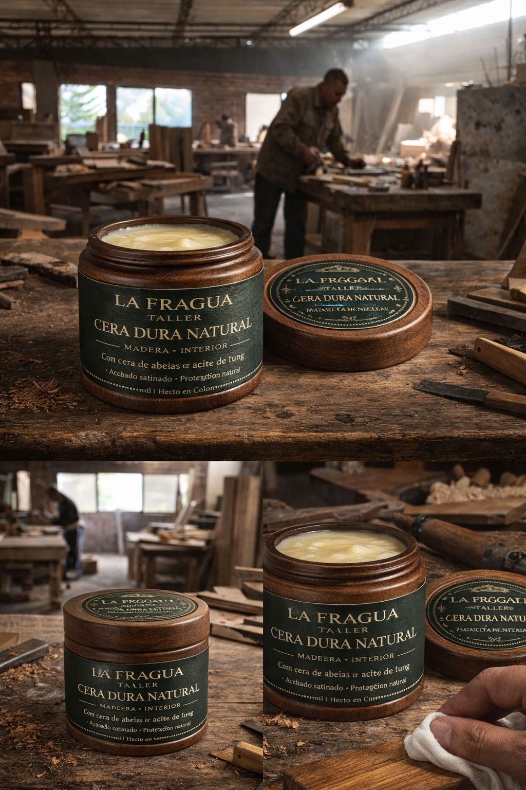 Manos trabajando la madera en el taller de La Fragua